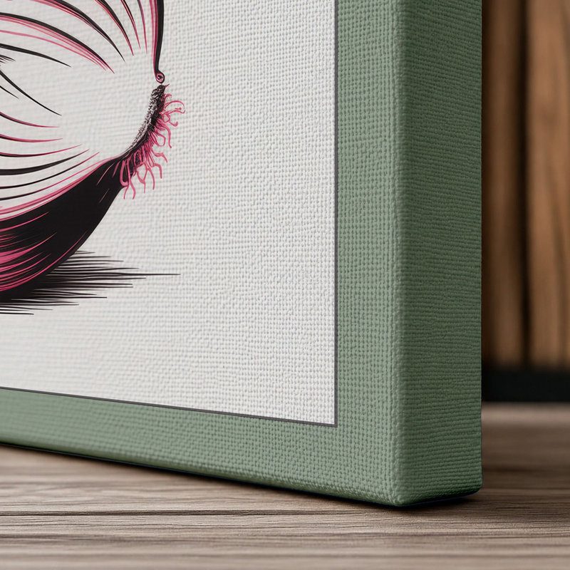 The Red Onion Study Botanical - Wrapped Canvas, 36x24 - 91.4 x 61.0 cm, Sage Border