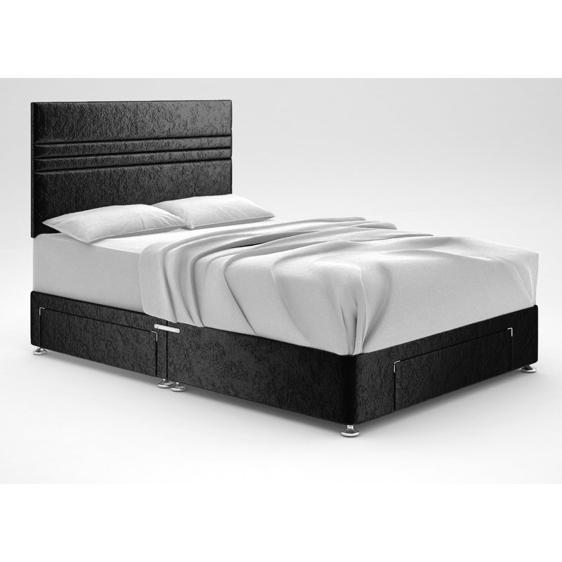 Ostara Divan Bed Base, Small Single (2'6), Black, 2 Drawers Same Side
