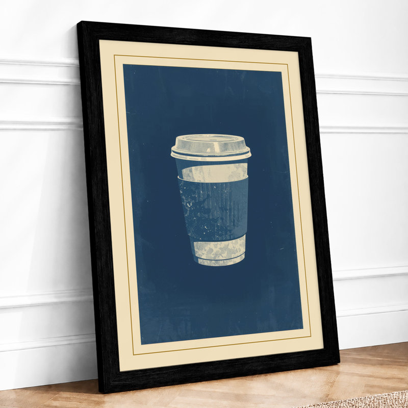Coffee Cup Study Minimalist - Framed Print, A3 - 42.0 x 29.7 cm, Black