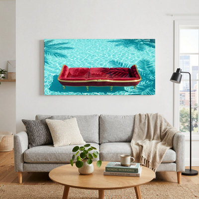 Ensemble de 1 tableau sur toile représentant un canapé de piscine