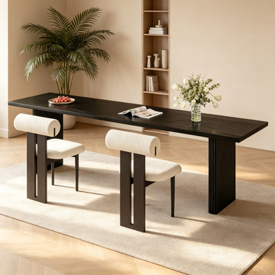 Retro Black Rectangular Solid Wood Writing Desk
