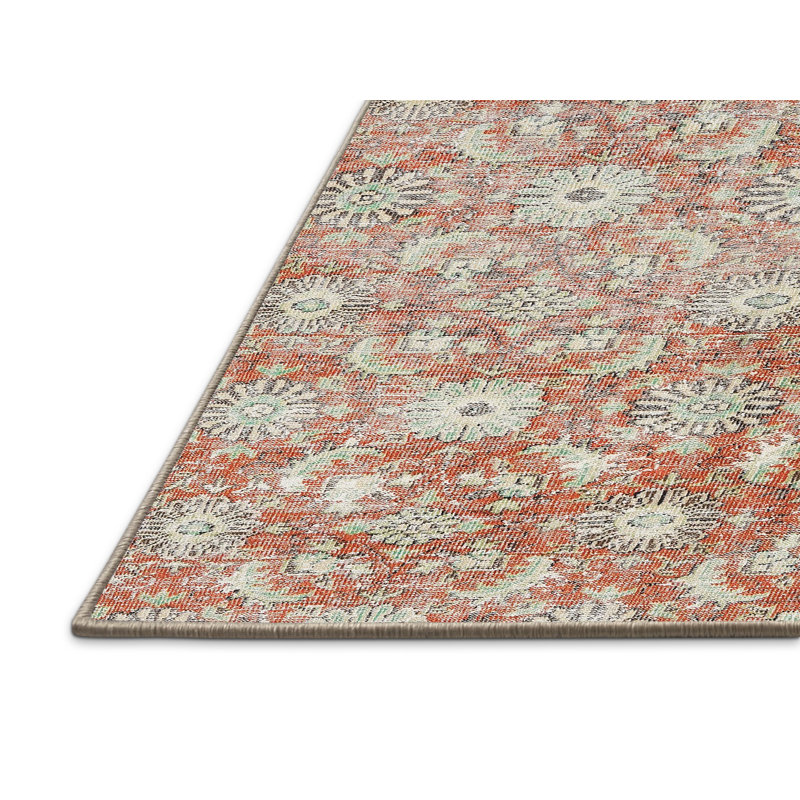 Tapis gris/beige/rouge traditionnel, Rectangle 5 pi x 7 pi