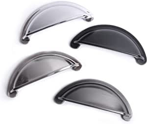 Kitchen Cabinet Door Drawer Cupboard Ariel Cup Handle (Pack Of 10, Pewter), Brushed