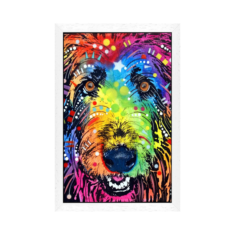 Irish Wolfhound by Dean Russo - Print on Canvas, White Framed, 66.04 cm H x 45.72 cm W