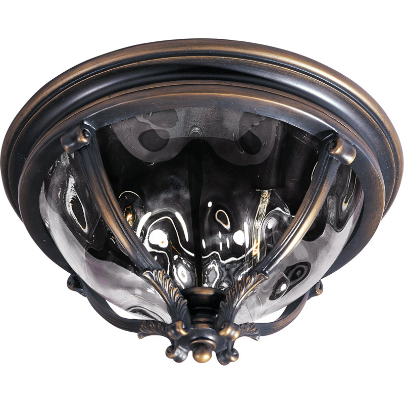 Plafonnier encastré d’extérieur 3 lumières Soren, Bronze doré
