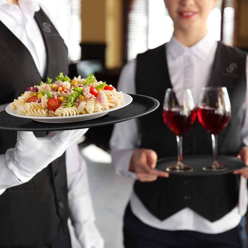 16" Round Non-Skid Serving Trays, NSF Certified, Black