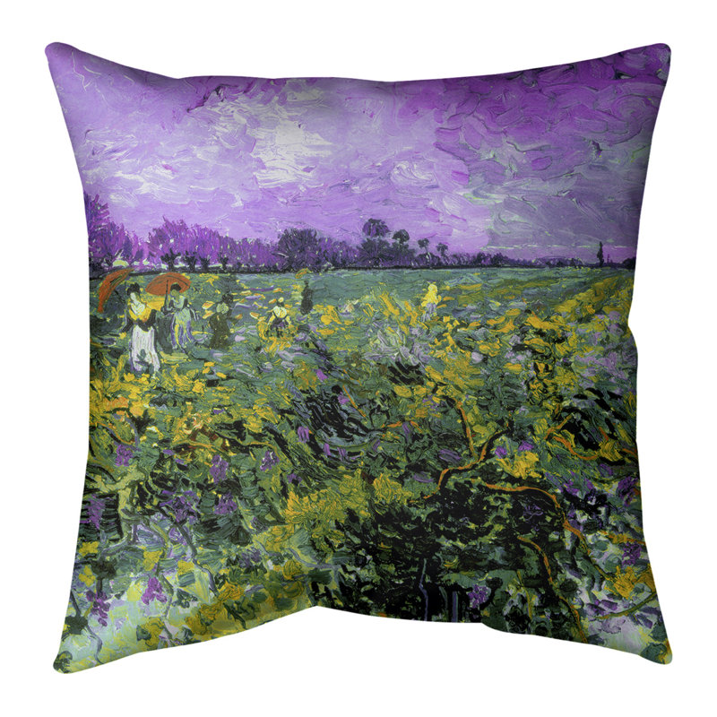 Vincent Van Gogh - Le coussin de sol The Green Vineyard - Standard, 26 po x 26 po, Violet