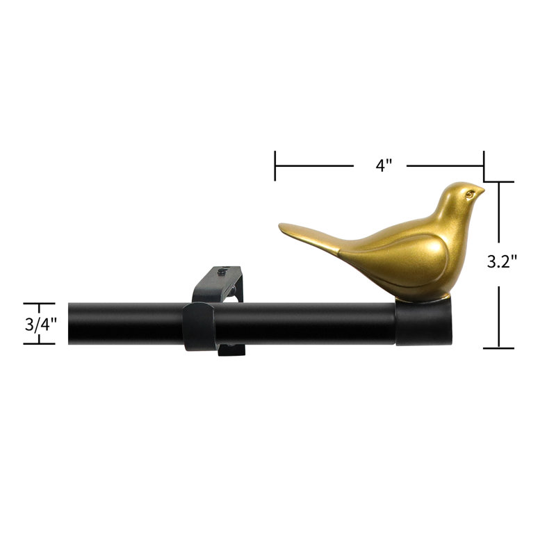 Tringle à rideaux simple ajustable 0,75 po, Noir, 84" - 120"