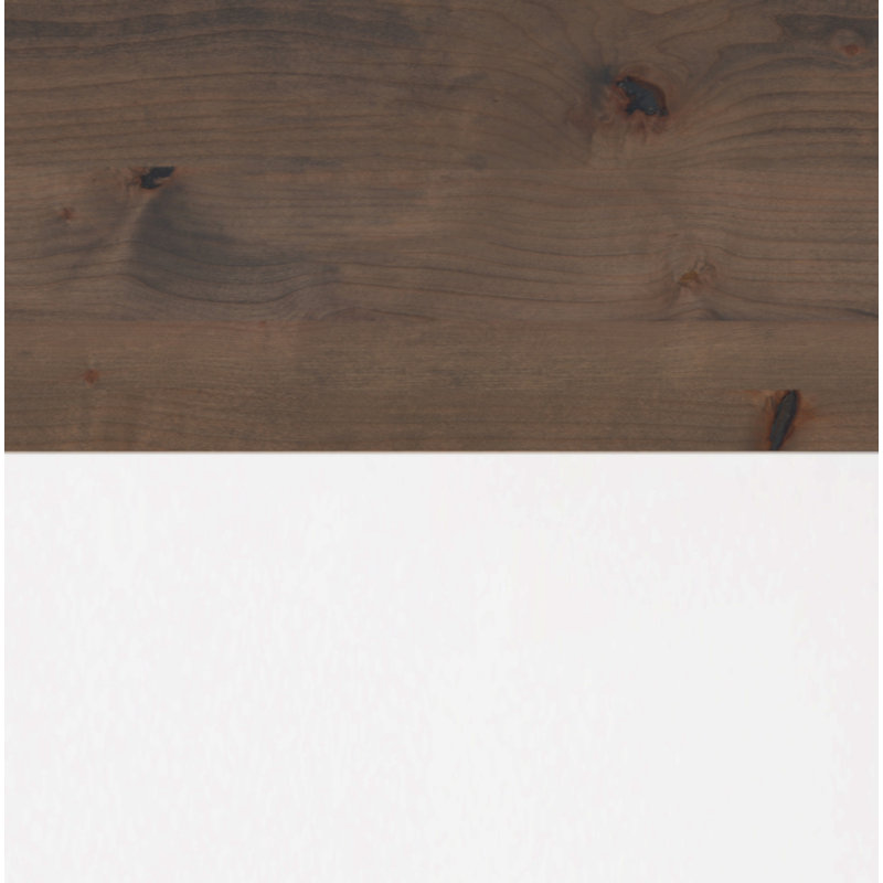 Table de chevet 14 pouces Brixham, aucun assemblage requis, finition deux tons, Plateau en bois brun foncé / base blanche