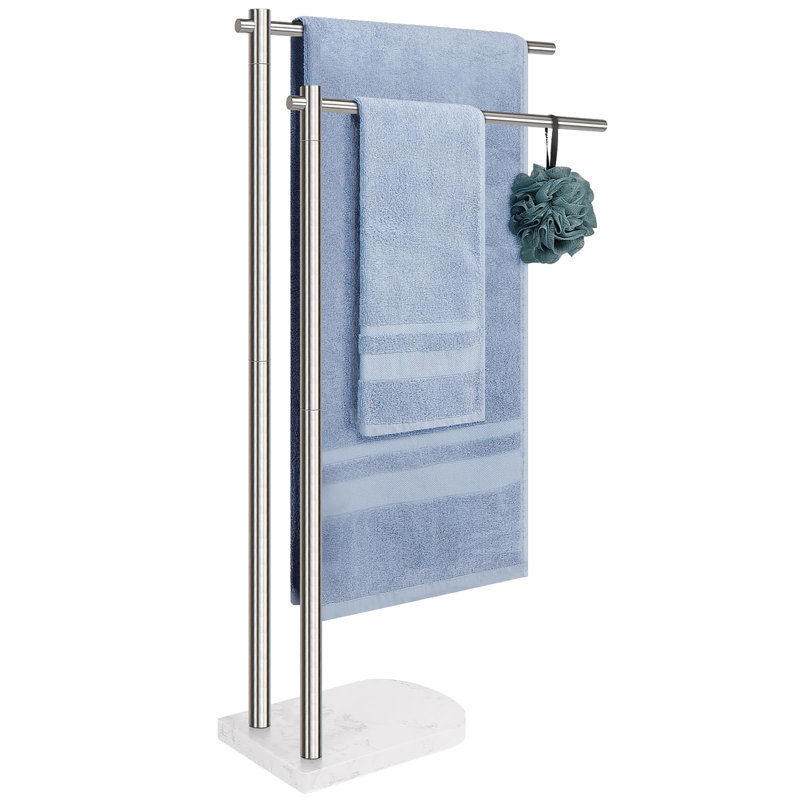 Barre à serviettes de douche autoportante, Nickel brossé