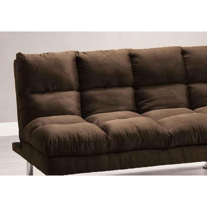 Microfibre - rembourré, lit futon contemporain brun foncé, pieds et soutien supplémentaire, conversion facile du lit, style 2 sièges avec conversion de base facilitée, siège