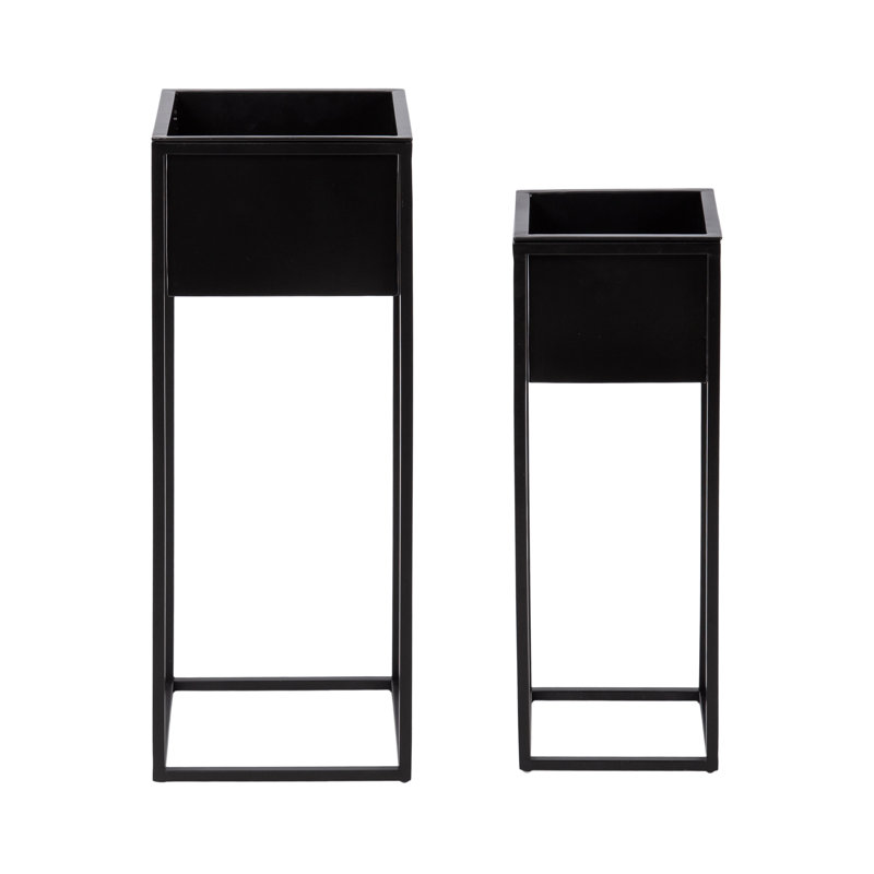 Azuolas 2-Piece Metal Pot Planter Set, 27" H x 10.5" W x 10.5" D