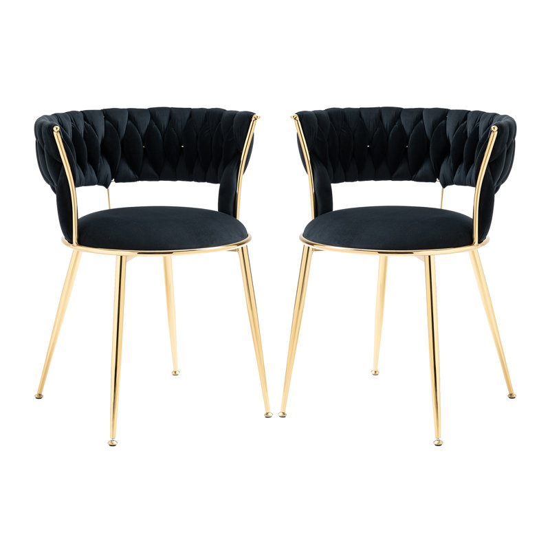 Velvet Tufted Dining Chair(set Of 2), Black