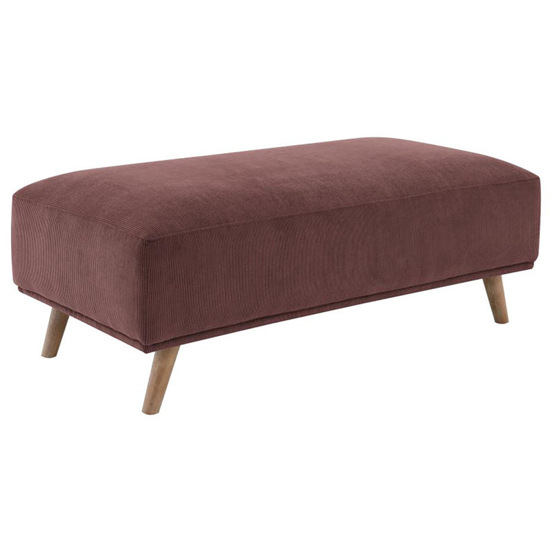 Lowrey Red Wine Upholstered Rectangular Ottoman with Wooden Legs