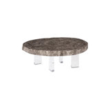 Floating Coffee Table On Acrylic Legs, Gray Stone , Size Varies