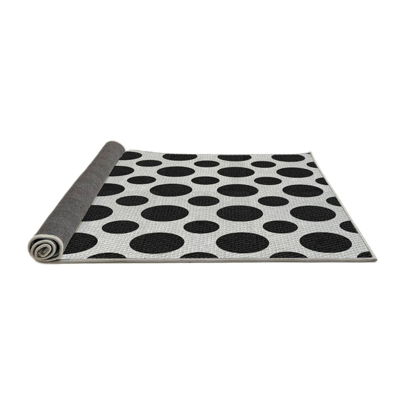 Tapis noir à pois, Rond 8 pi