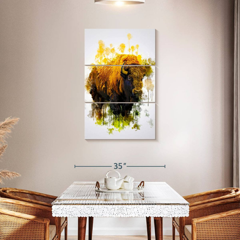 Bison coloré, H 45 po x l 28 po