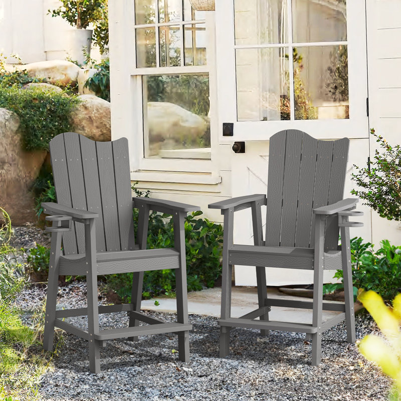 Chaise Adirondack en plastique Calynne, Gris foncé