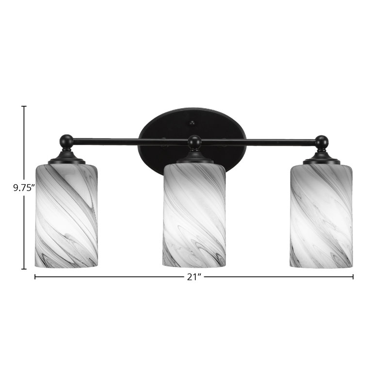 Barre d'éclairage de salle de bain Capri, Noir mat, 3