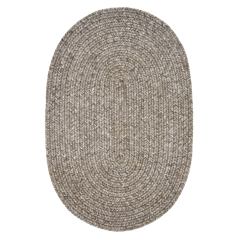  Braided Rug Washable Indoor/Outdoor Weatherproof Beige/Gray Rug, Oval 1'8" x 2'6"
