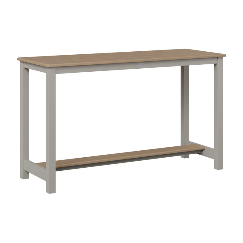 Balcony Outdoor Bar Table, Platinum Silver, 35.5" H x 60" W x 22" D, Weatherwood