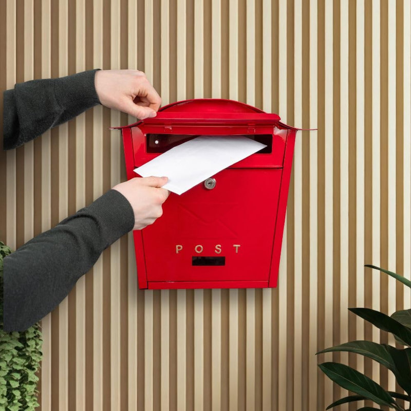 Iron Wall Mounted Post Box, Red