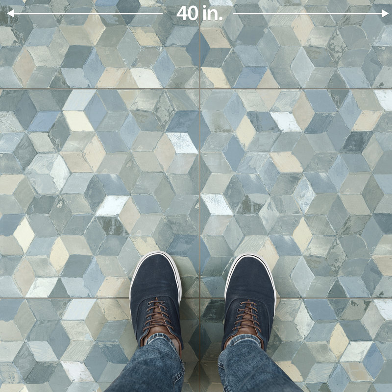 Pictura Faber 23-1/2 In. X 47 In. Porcelain Floor And Wall Tile, Blue/Green