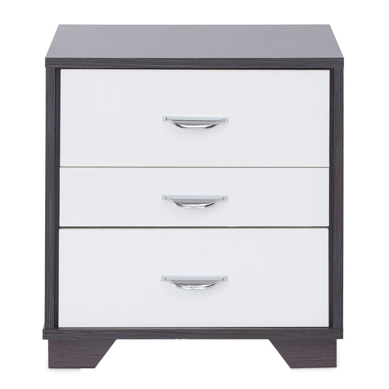 3 tables d'appoint rectangulaires blanches et noires pour un espace de vie moderne et polyvalent avec 3 compartiments à tiroirs