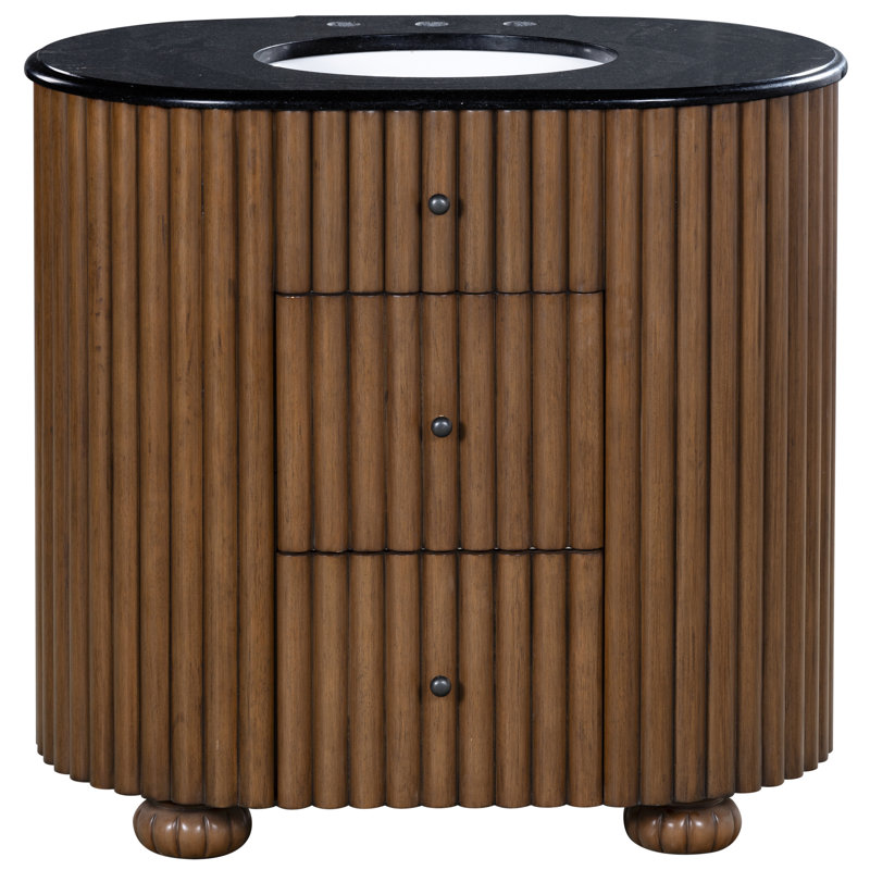 Izza Rosalisa 36" Single Sink Bathroom Vanity with Marble Countertop, 36"