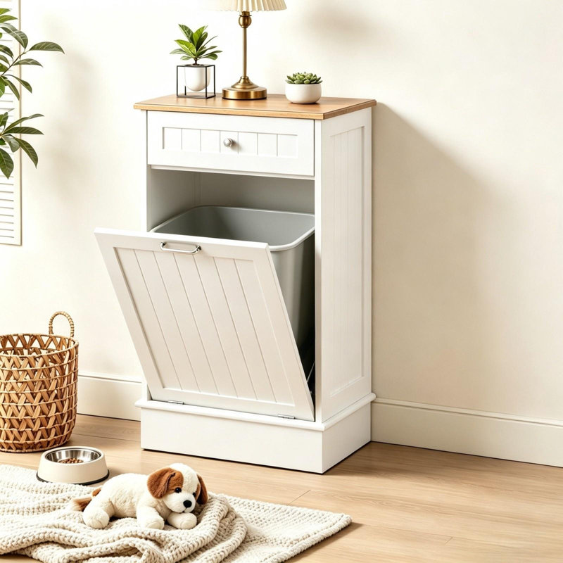 Armoire poubelle inclinable Havant, Blanc