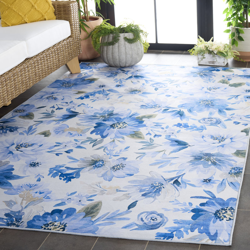 Caleel 852 Performance Machine Washable Floral Rug, Rectangle 5' x 8'