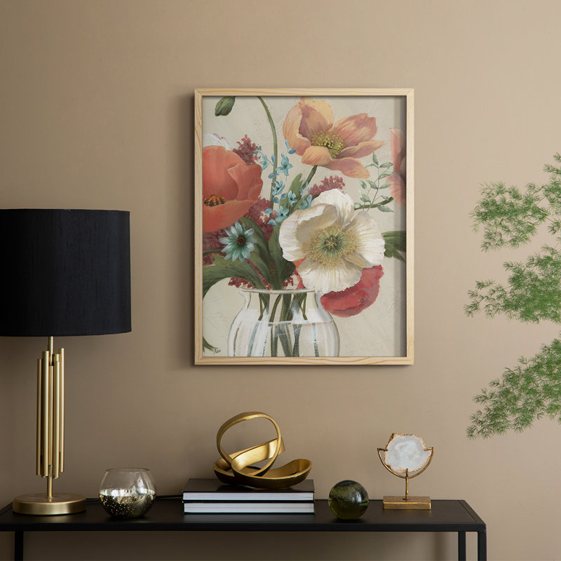 «Poppy Time I», reproduction encadrée - bois massif, Naturel, H 11 po x l 9 po
