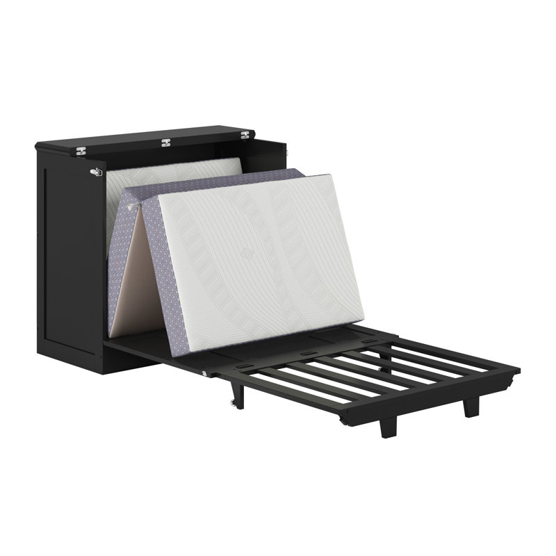  Commode escamotable avec matelas 6 po Charleston, Très grand simple, Noir