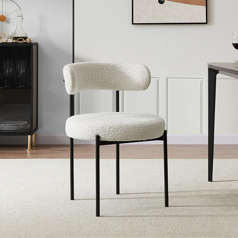 49cm H Polyester Upholstered Metal Side Chair in White, 1