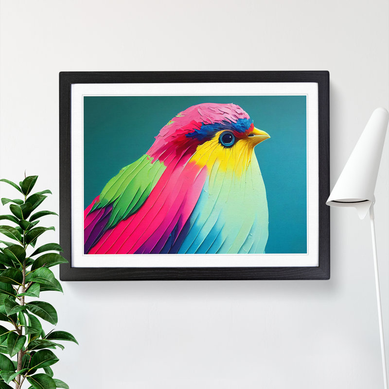 Colourful Bird Vol.3 - Single Picture Frame Print, Black, 46cm H x 64cm W x 2cm D