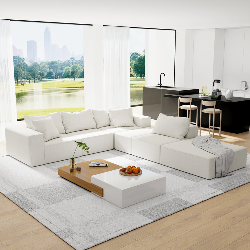 Canapé modulaire rembourré Modern, H 29,31 po x l 30,33 po x P 30,07 po, Beige