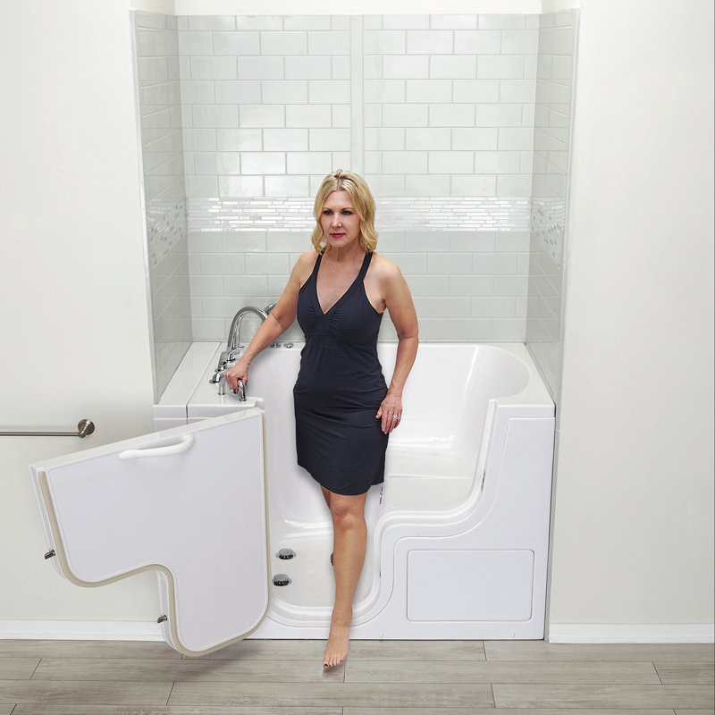 Wheelchair Transfer 36"x55" Acrylic Hydro Massage Walk-In Bathtub, Fast Fill Faucet, 2" Dual Drain