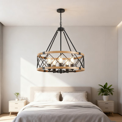 Luminaire suspendu tambour 5 lumières Farmhouse Chandelier