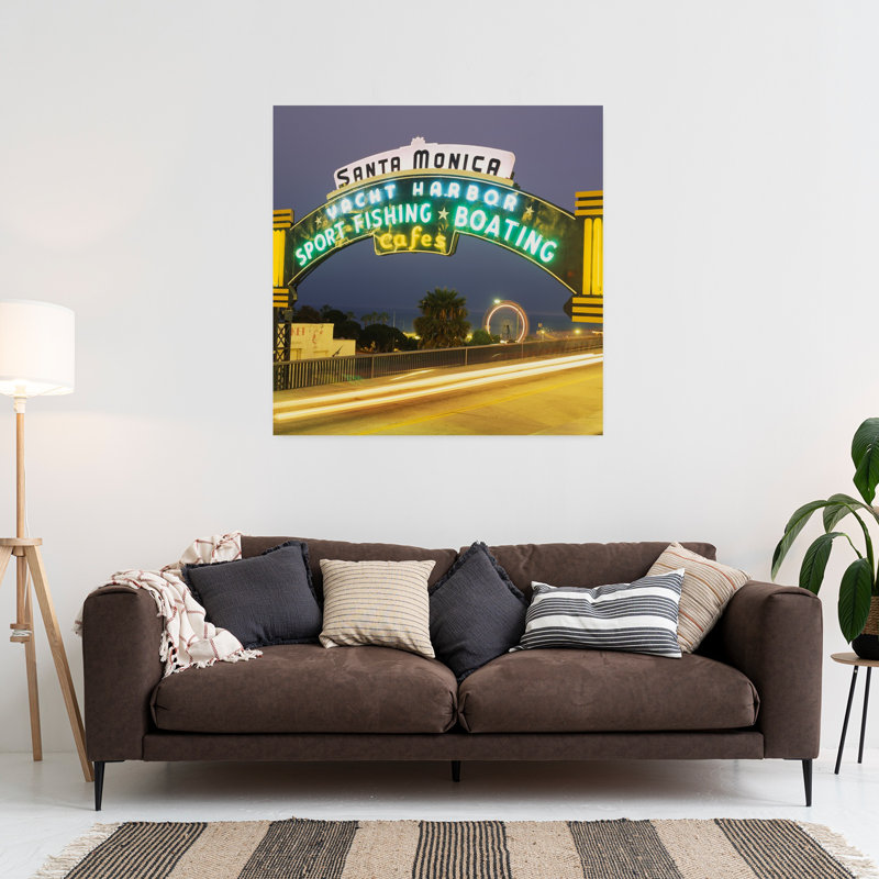 Santa Monica Pier Sign Santa Monica CA 1 Piece Wrapped Canvas Wall Art, 91.44cm H x 91.44cm W