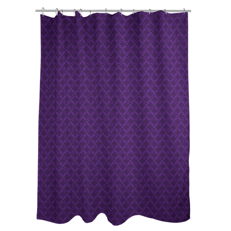 Rideau de douche simple Maze Square, Noir / Mauve