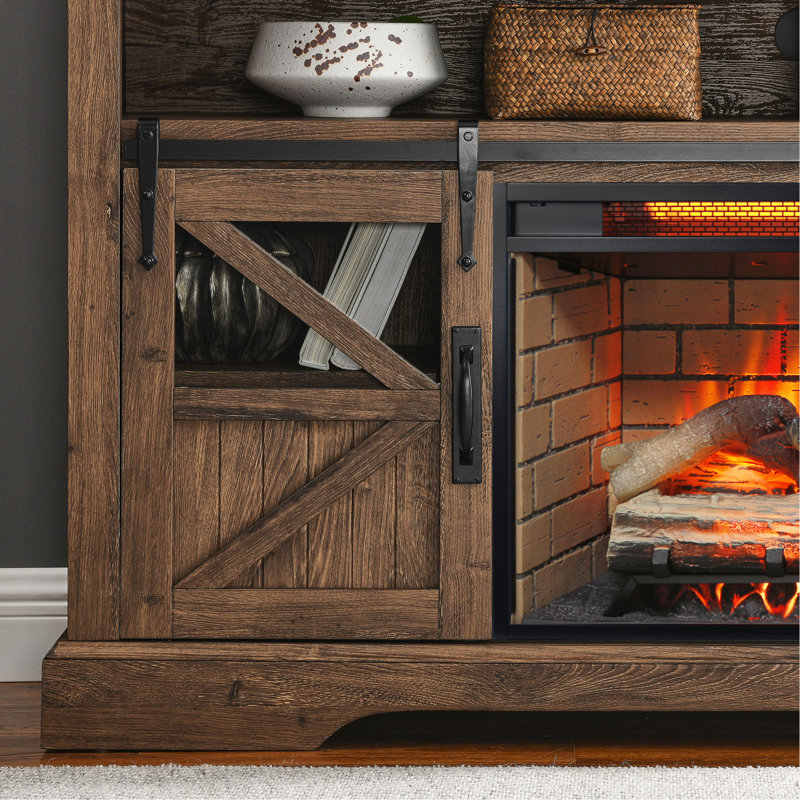 Electric Fireplace Cabinet - 60 Inch, Realistic Flame Effect, 1500W Heat Output, Door Sensor Feature 60" Console Multi-Functional Design, , Heating Power, Stable