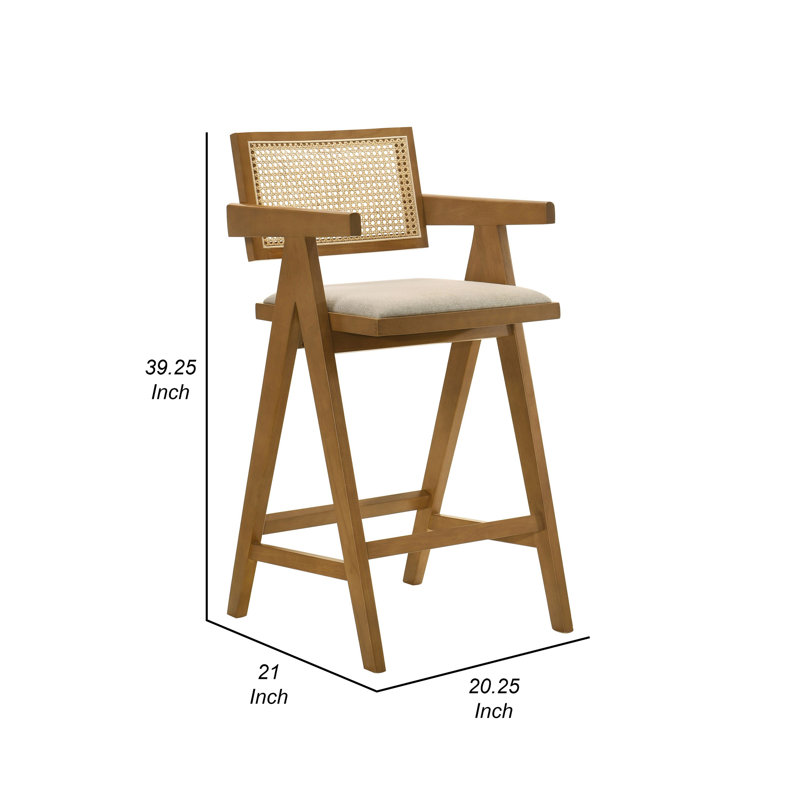 Alphild Upholstered Counter Stool with Solid Wood Frame