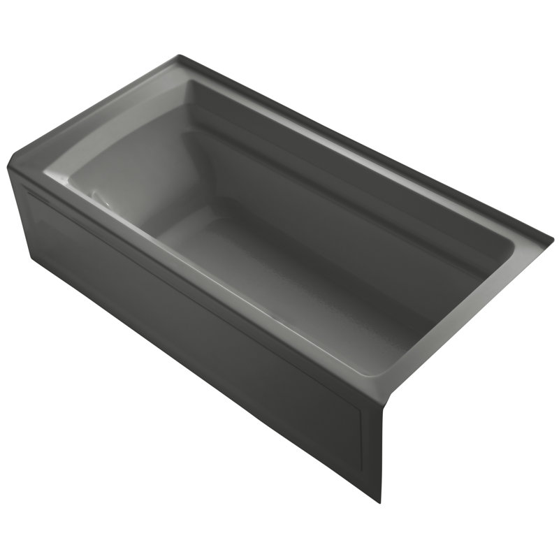 Archer 72" x 36" Soaking Bathtub, Thunder Gray, Right