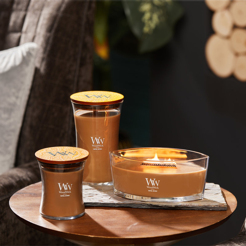 WoodWick® Hinoki Dahlia Ellipse Candle, 3.5" H x 7.7" W x 4.6" D, Medium Brown
