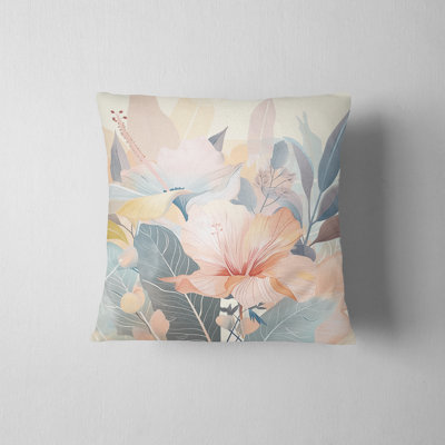 Pastel Jungle Floral Reversible Pillow Cover