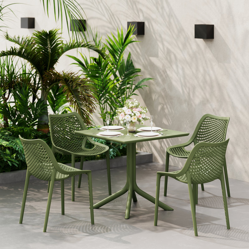 Ensemble repas carré pour 4 personnes, Vert