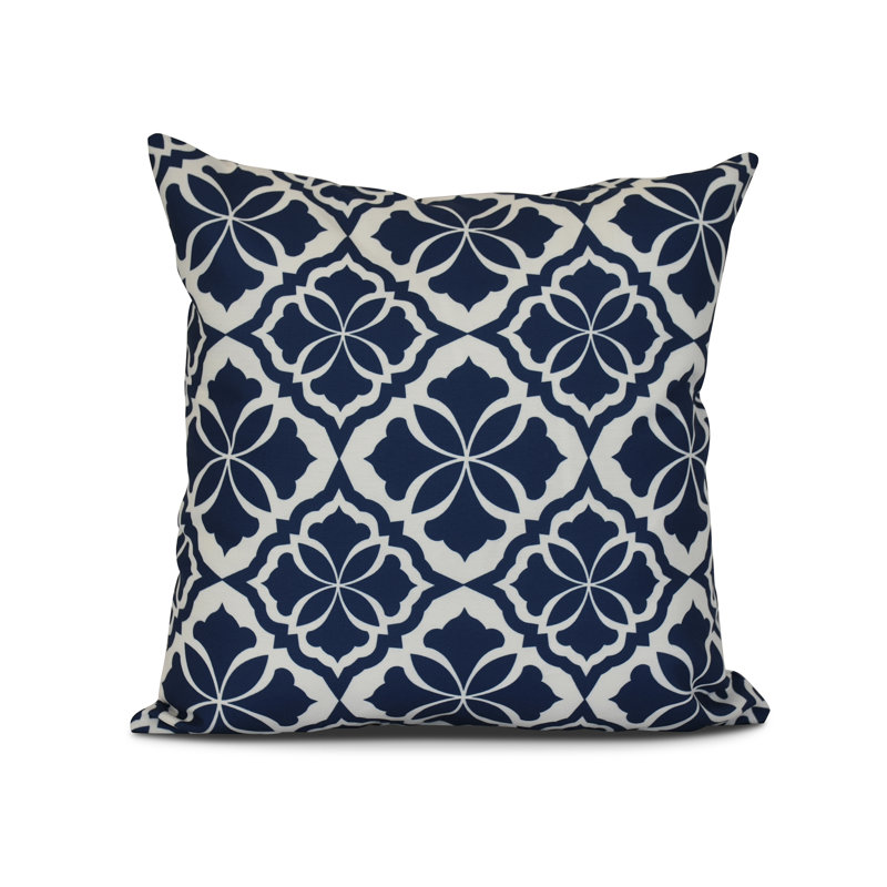 Tropical Resort Geometric Outdoor Reversible Throw Pillow, 18" H x 18" W x 3" D, Yellow