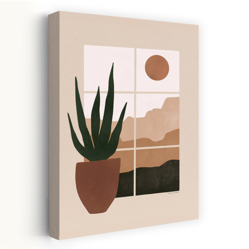 Paysage désertique abstrait, art contemporain de cactus, H 60 po x l 40 po