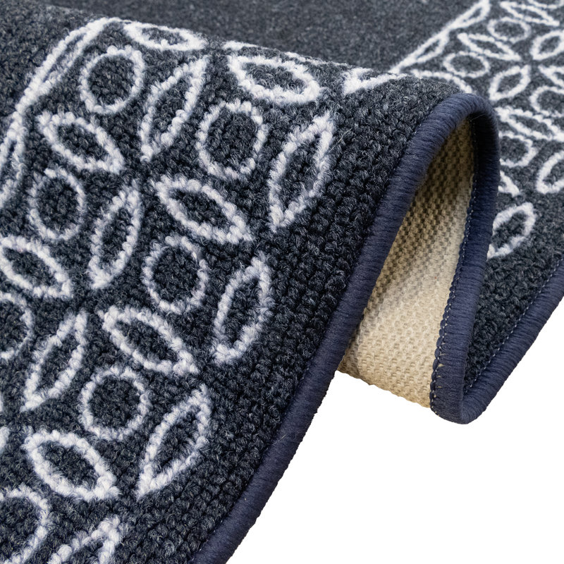 Tapis de couloir antidérapants sur mesure à motif chaîne berbère bleu foncé sur mesure, Tapis de couloir 2 pi 2 po x 35 pi