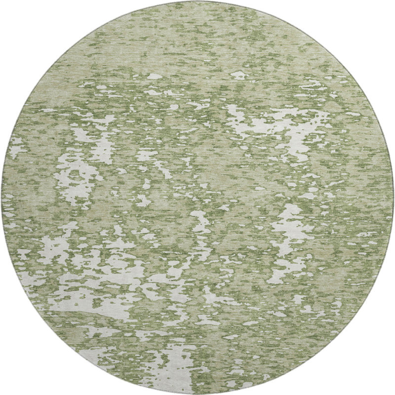 Premium Machine Washable Prisco Aloe Rug, Round 8'
